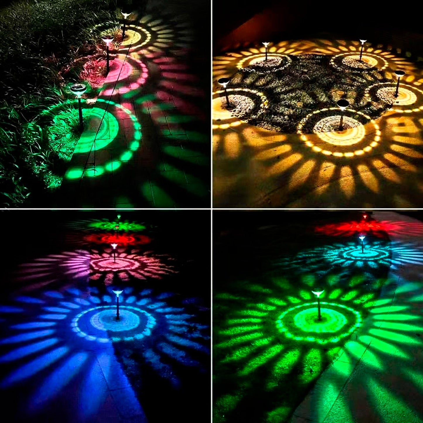 Solar Pathway Lights with Sunflower Pattern Projection (4-Pack)