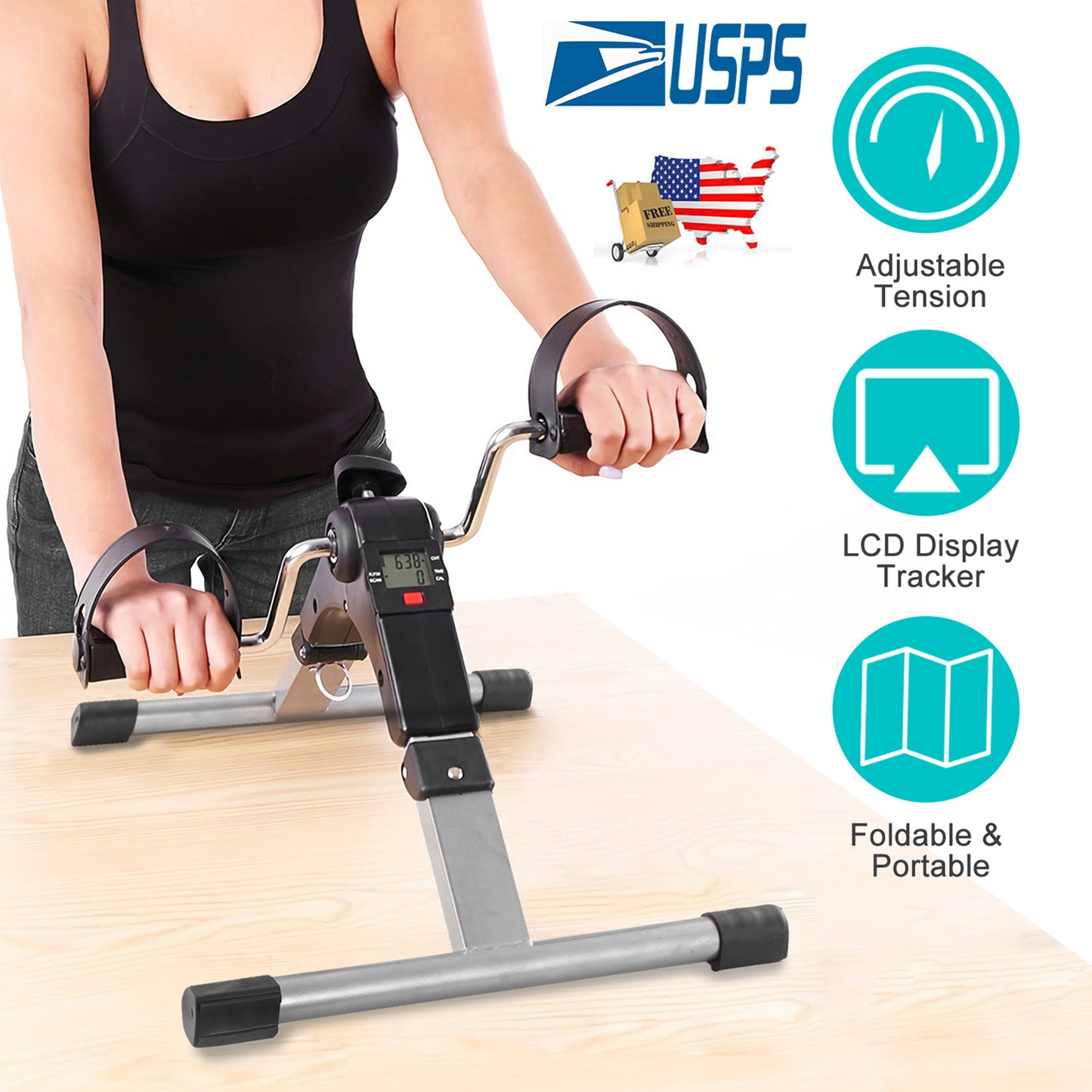 Mini Pedal Exerciser with LCD Display - Foldable