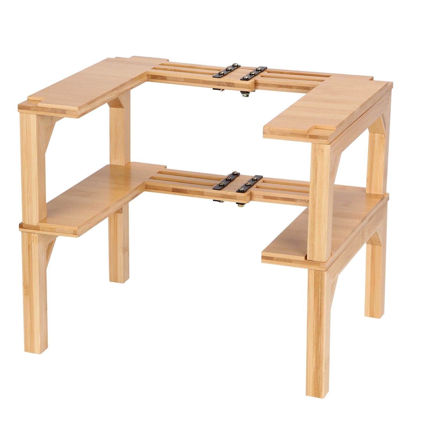 2-Tier Expandable Bamboo Spice Rack Organizer for Cabinet