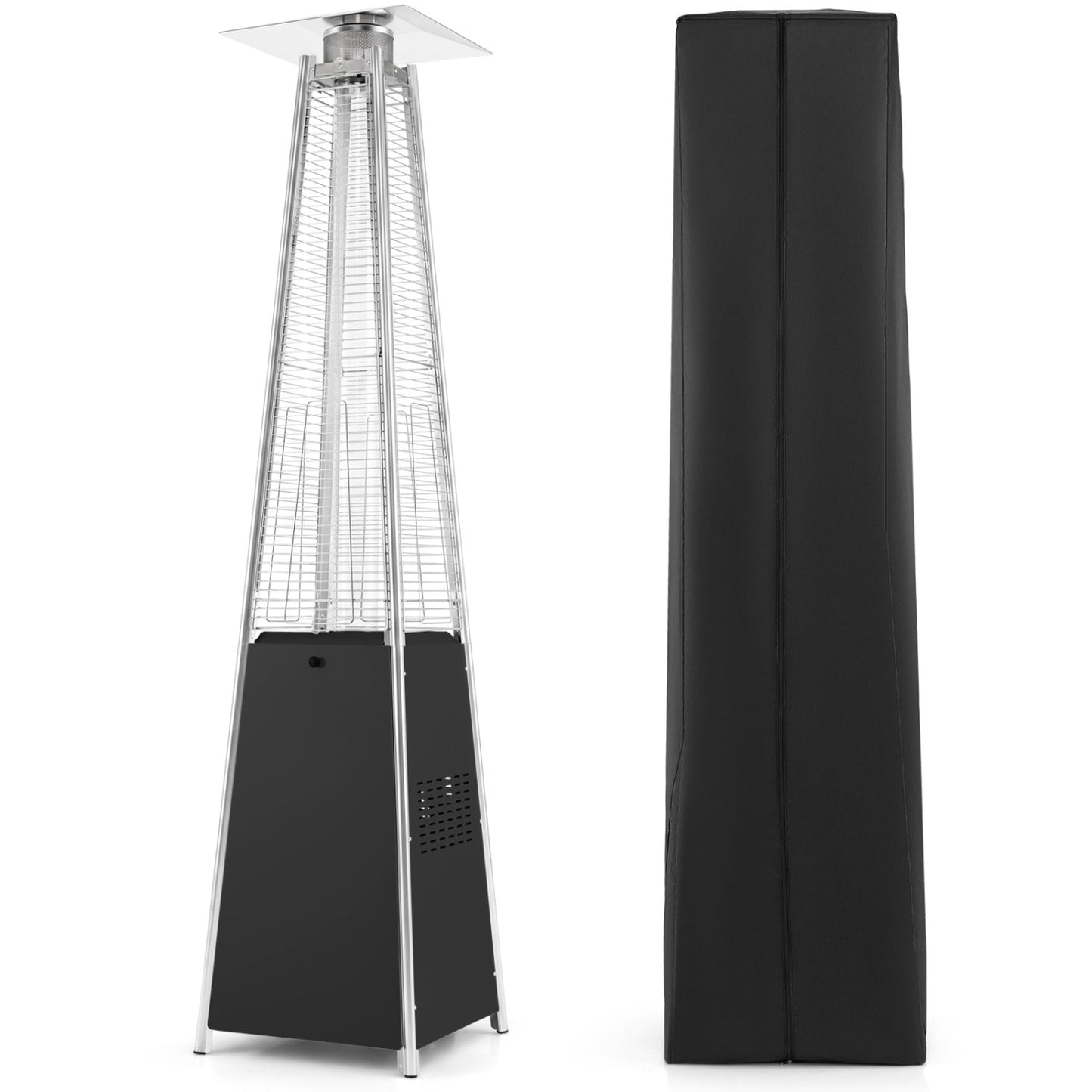 Pyramid Patio Heater 45000 BTU with Cover and Wheels