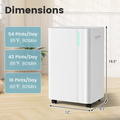 4500 Sq.Ft 54 Pints Dehumidifier with Drain Hose for Home-White