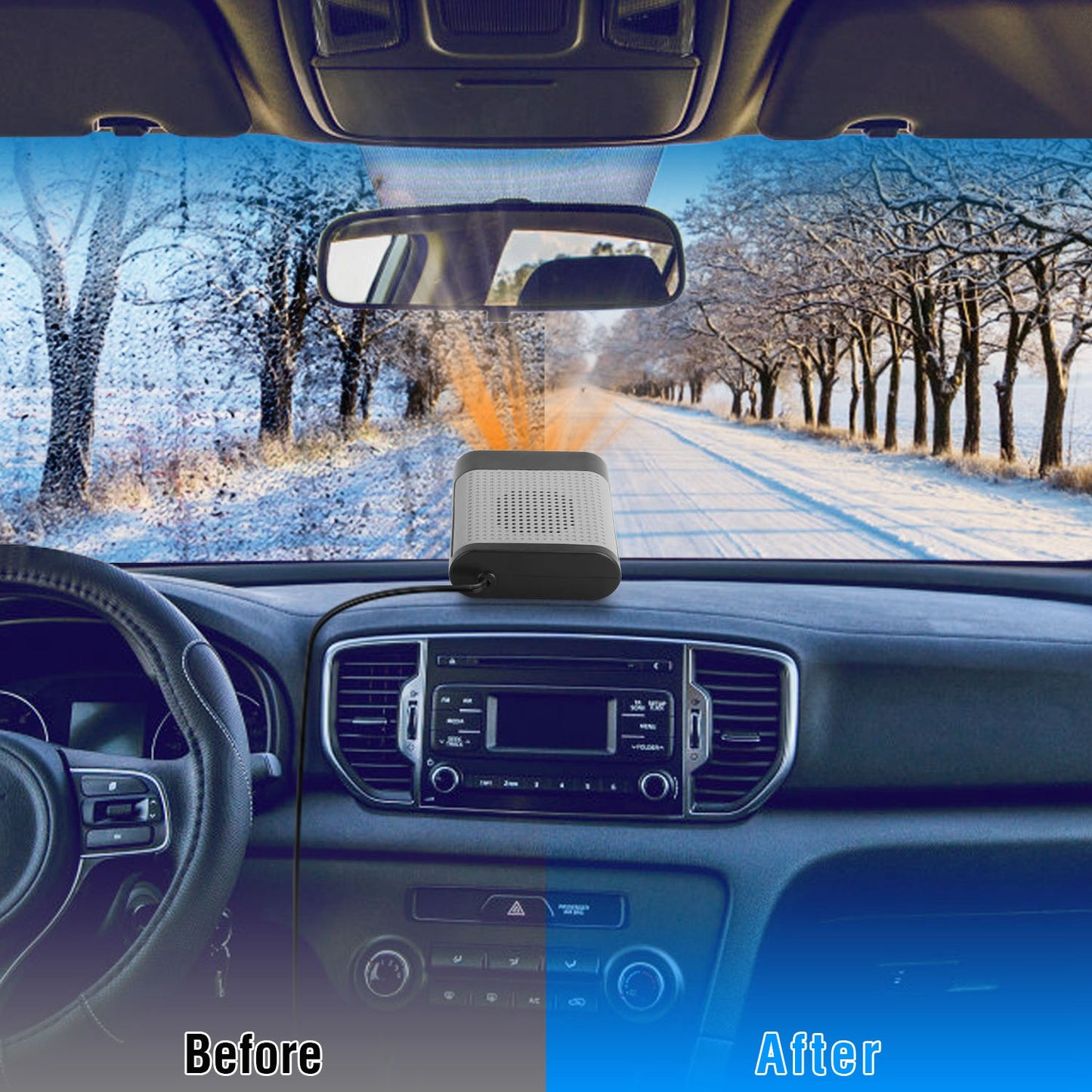 Portable Car Heater 150W 2-in-1 Defroster Fan with 360° Base