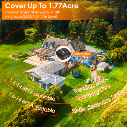 Underground Dog Fence System with Waterproof Rechargeable Collar