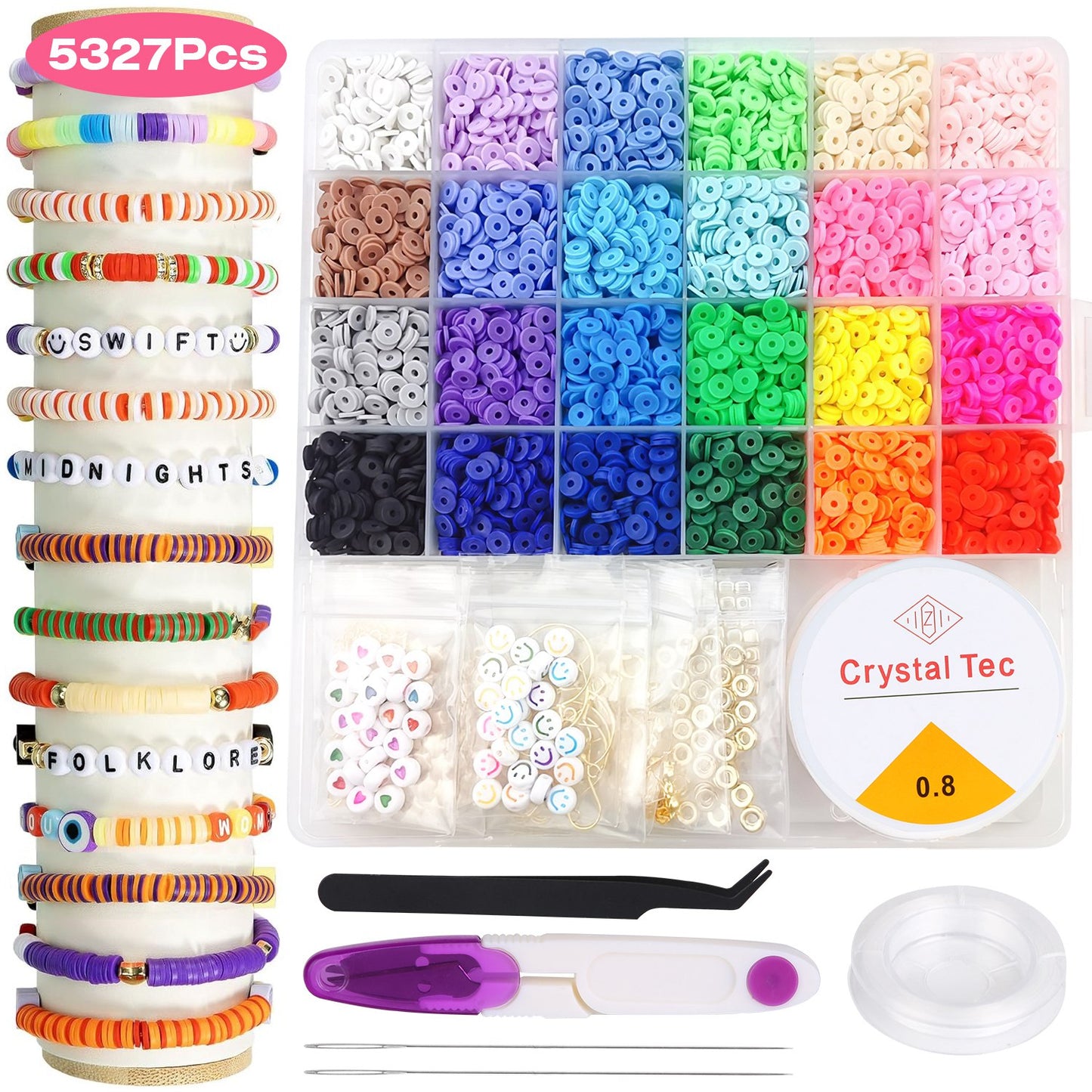 Clay Beads Bracelet Making Kit with 5327 Pieces