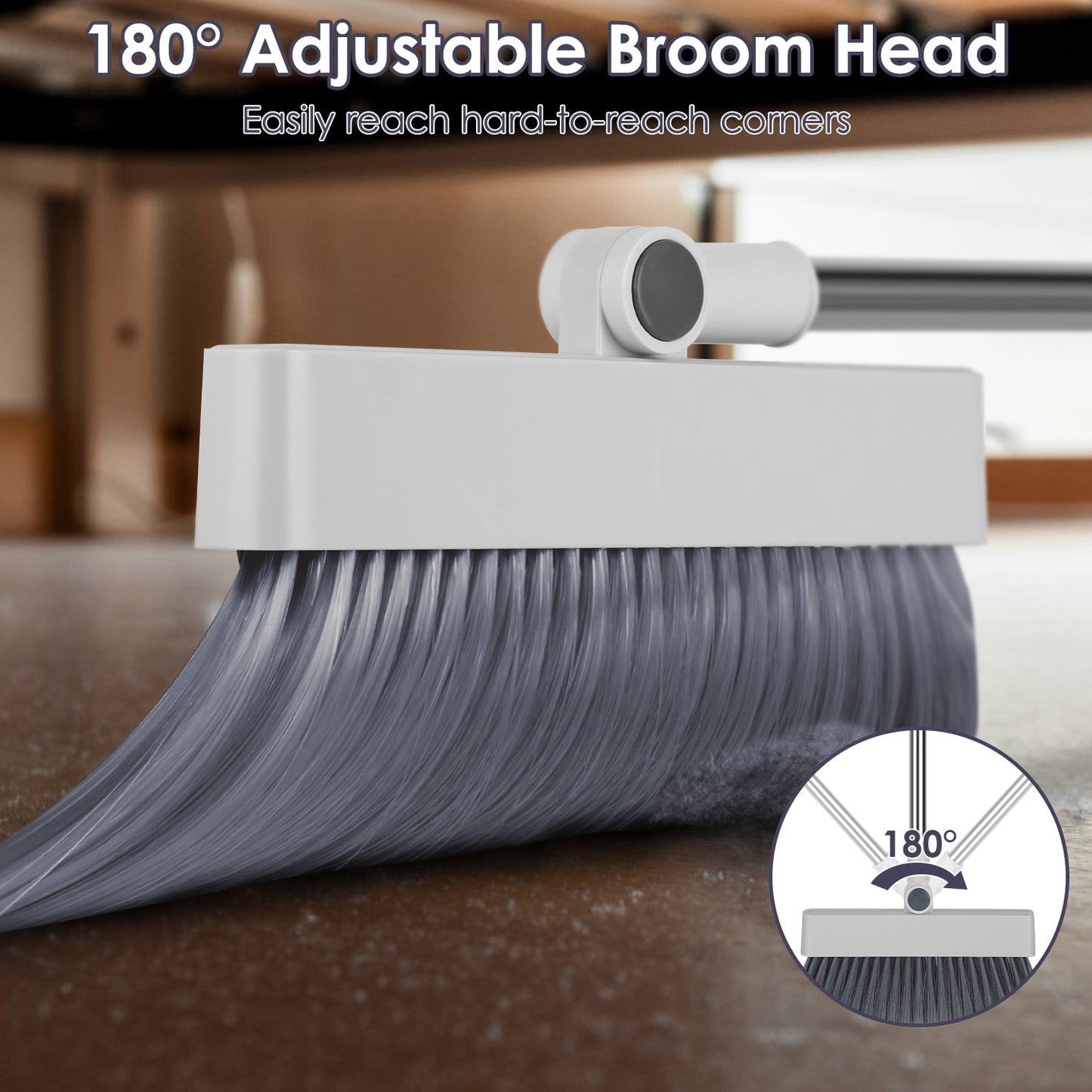 4-in-1 Broom and Dustpan Combo Set with Squeegee