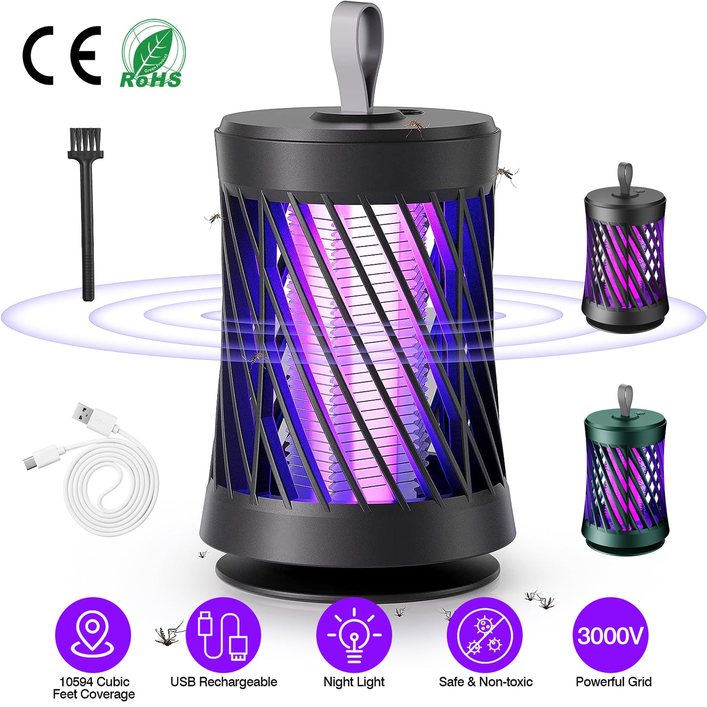 Rechargeable Mosquito Killer Lamp with UV Light & Night Light