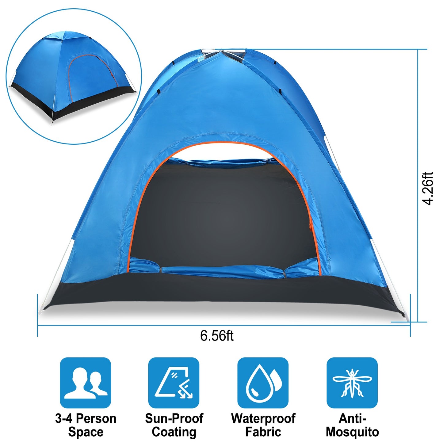 Pop Up Tent 4 Person Instant Setup Waterproof Camping Tent