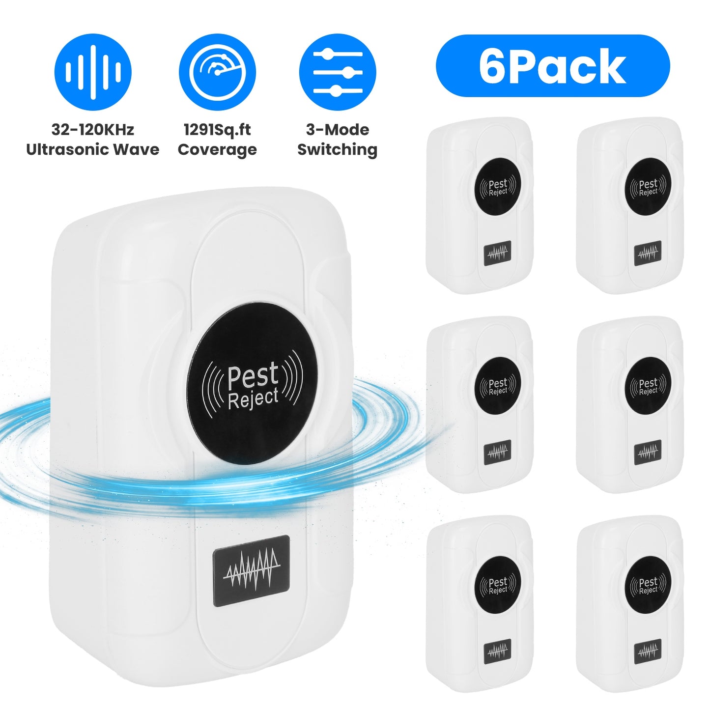 Ultrasonic Pest Repeller 6-Pack Indoor Plug-In Bug Control