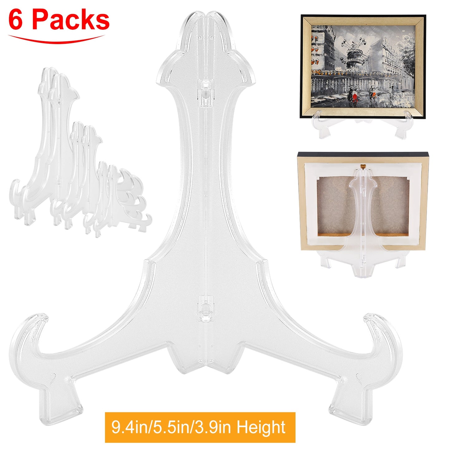 Display Easel Stand Set - 6 Pack (3 Sizes) for Plates & Photos