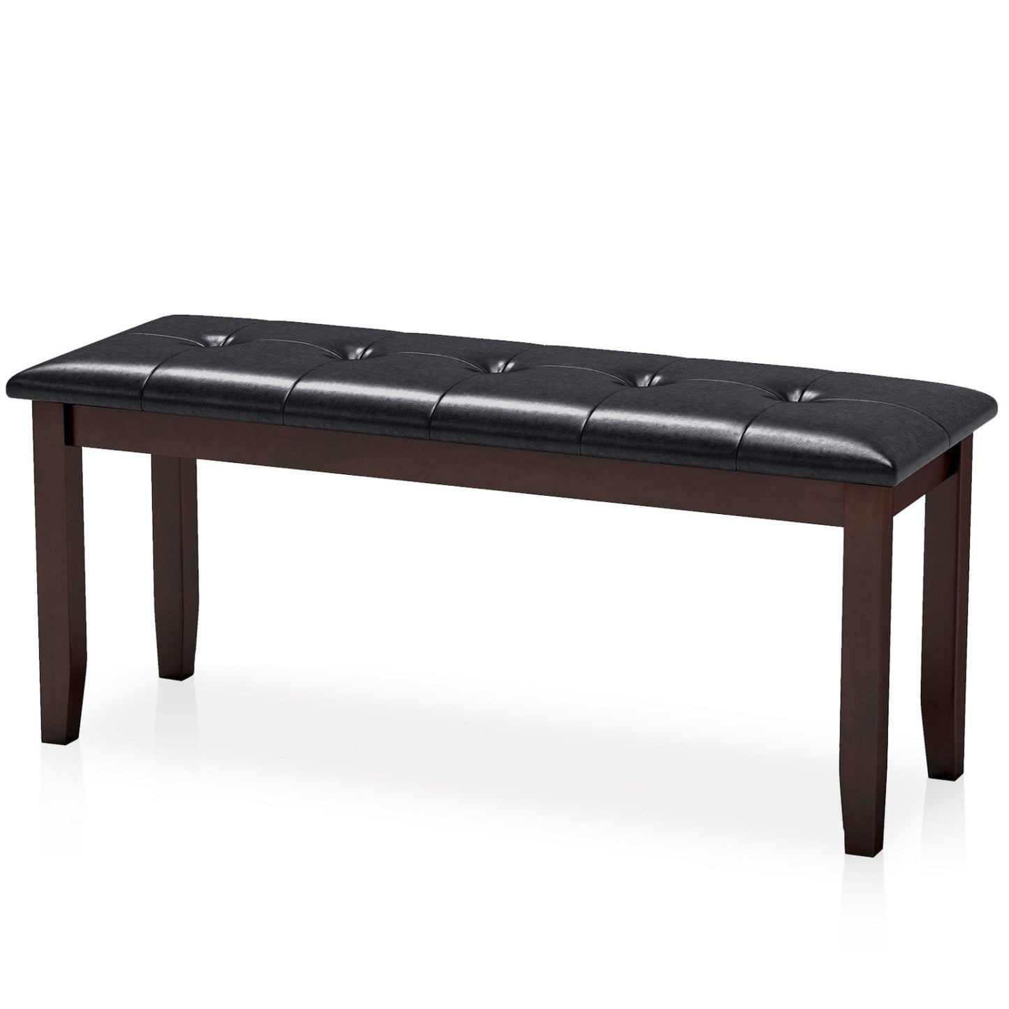 Upholstered Bench with Tufted Seat and Wood Legs, 45.5"