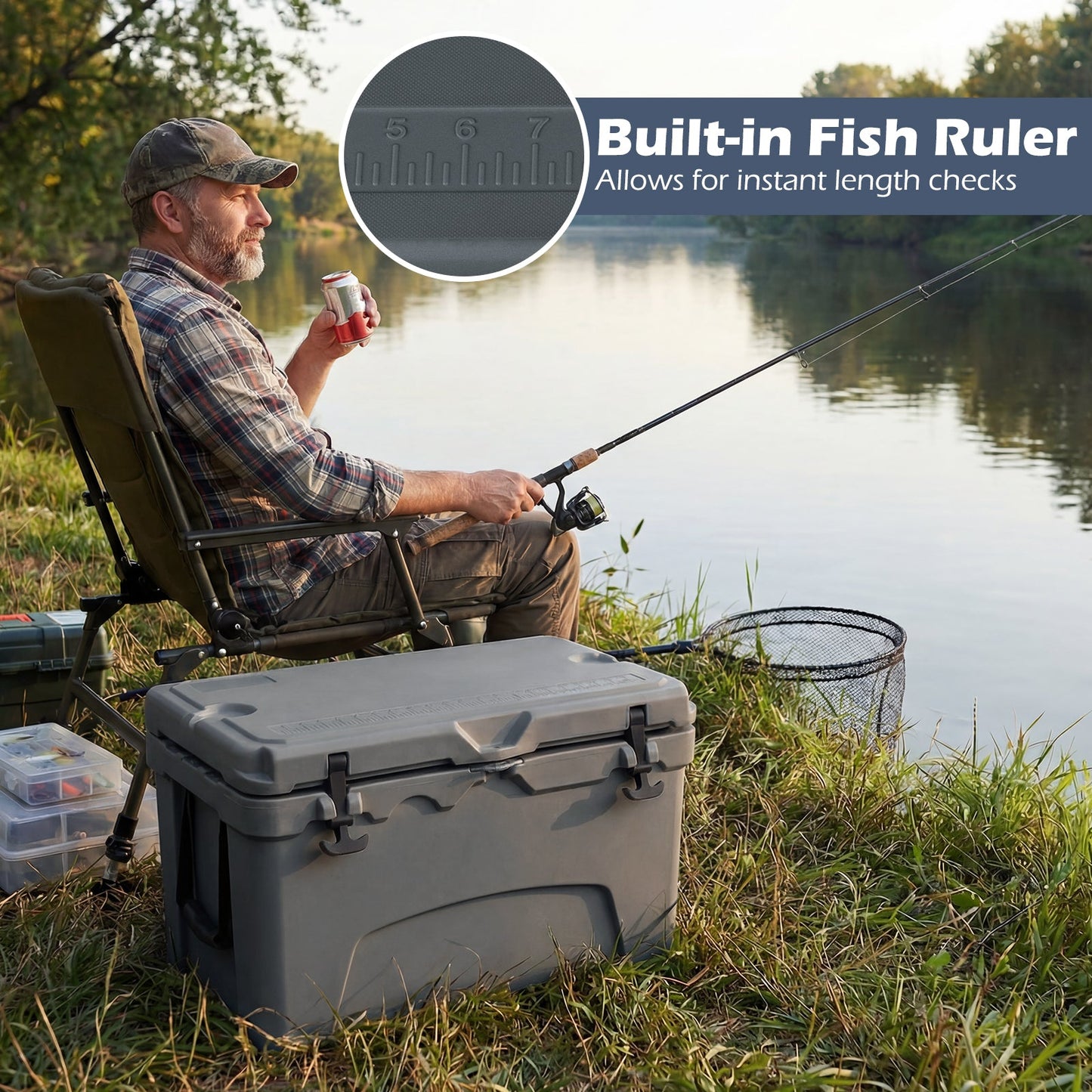 45 Quart Portable Hard Cooler Insulated Ice Chest Keeps Cool for up to 6 Days