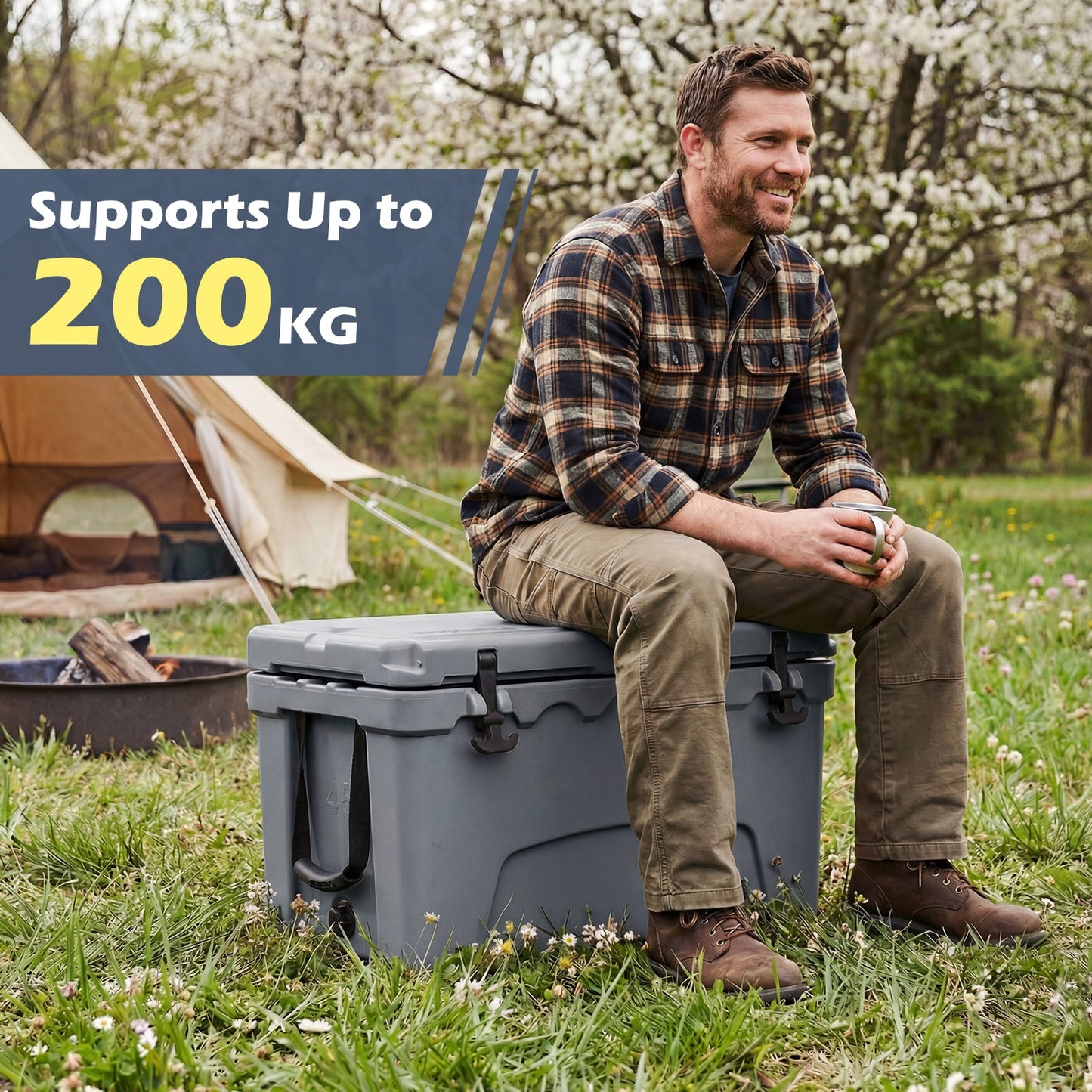 45 Quart Portable Hard Cooler Insulated Ice Chest Keeps Cool for up to 6 Days