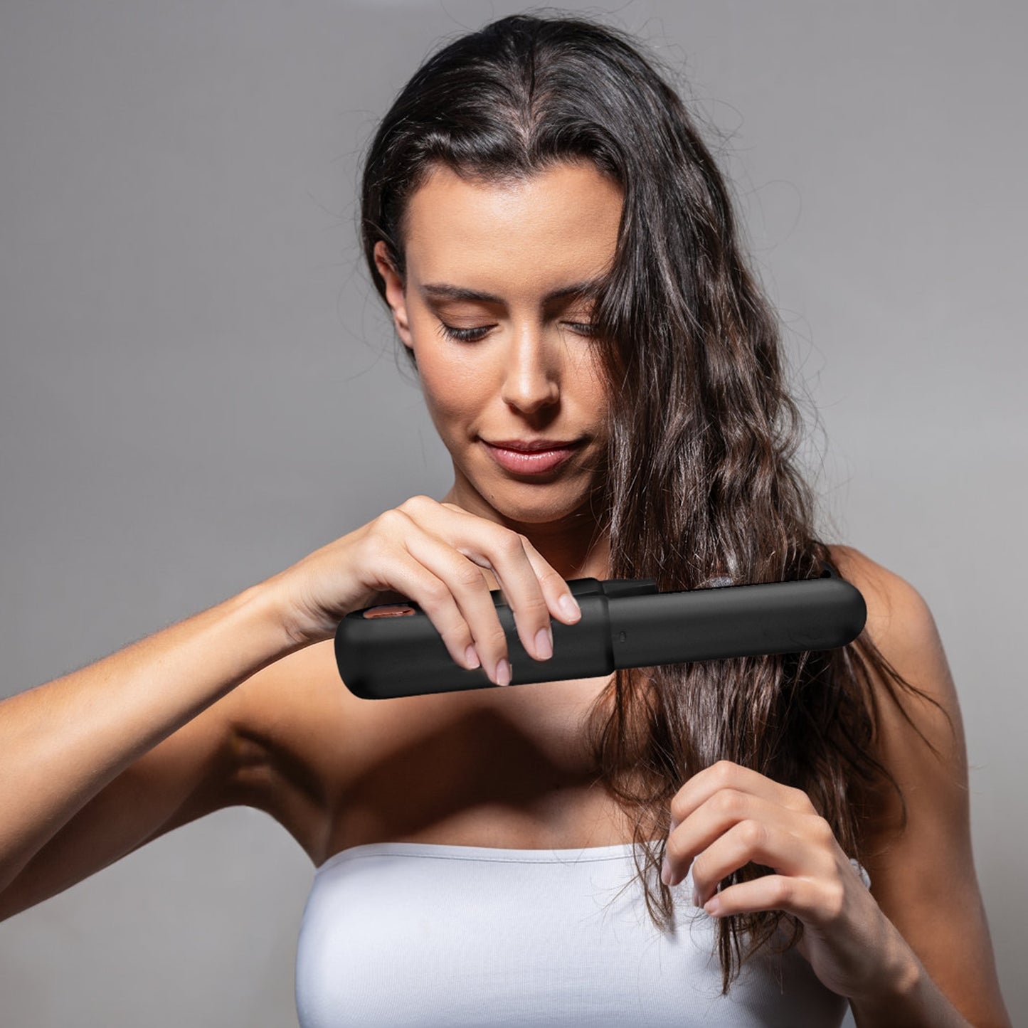 Cordless Hair Straightener Brush 2-in-1 Ceramic Flat Iron