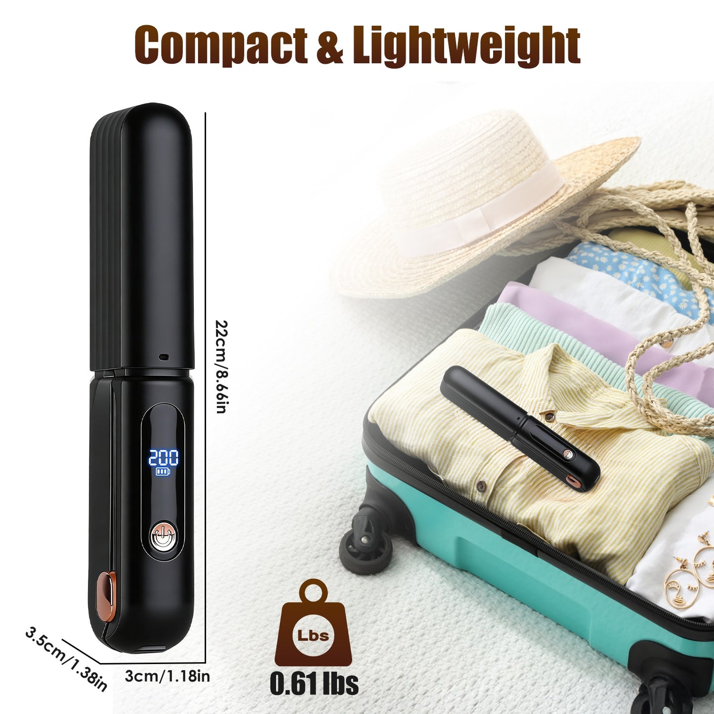 Cordless Hair Straightener Brush 2-in-1 Ceramic Flat Iron