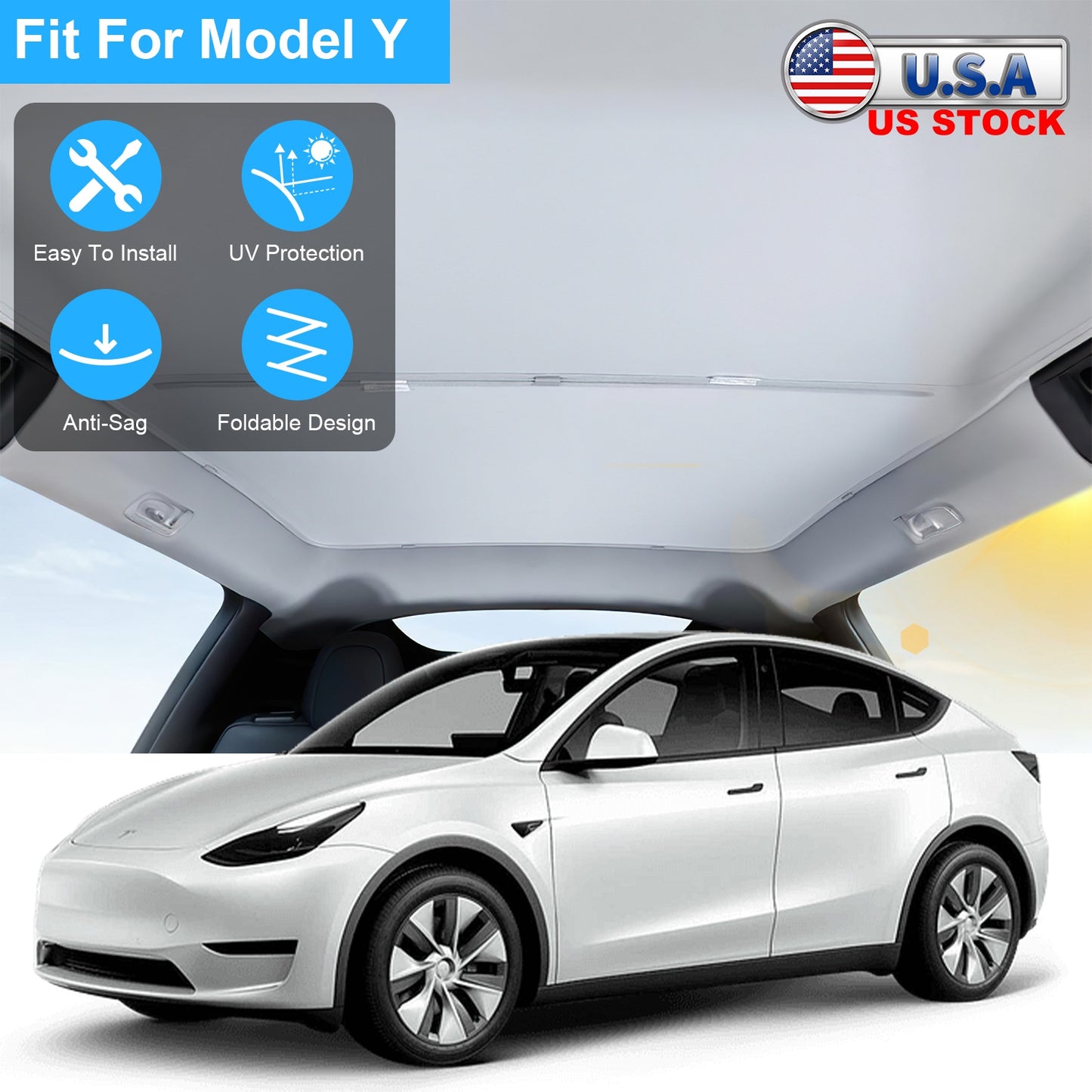 Tesla Model Y Sunshade Roof with UV Protection 2020-2024