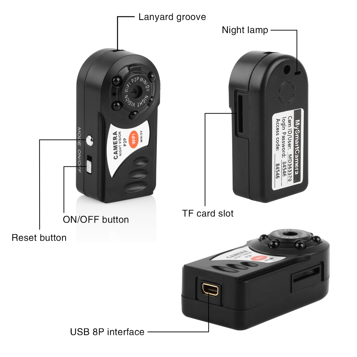 Mini WiFi Surveillance Camera with Night Vision & Audio