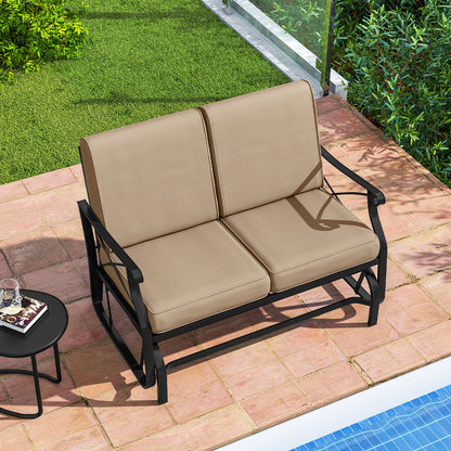 2-Person Glider Loveseat with Cushions for Outdoor Patio