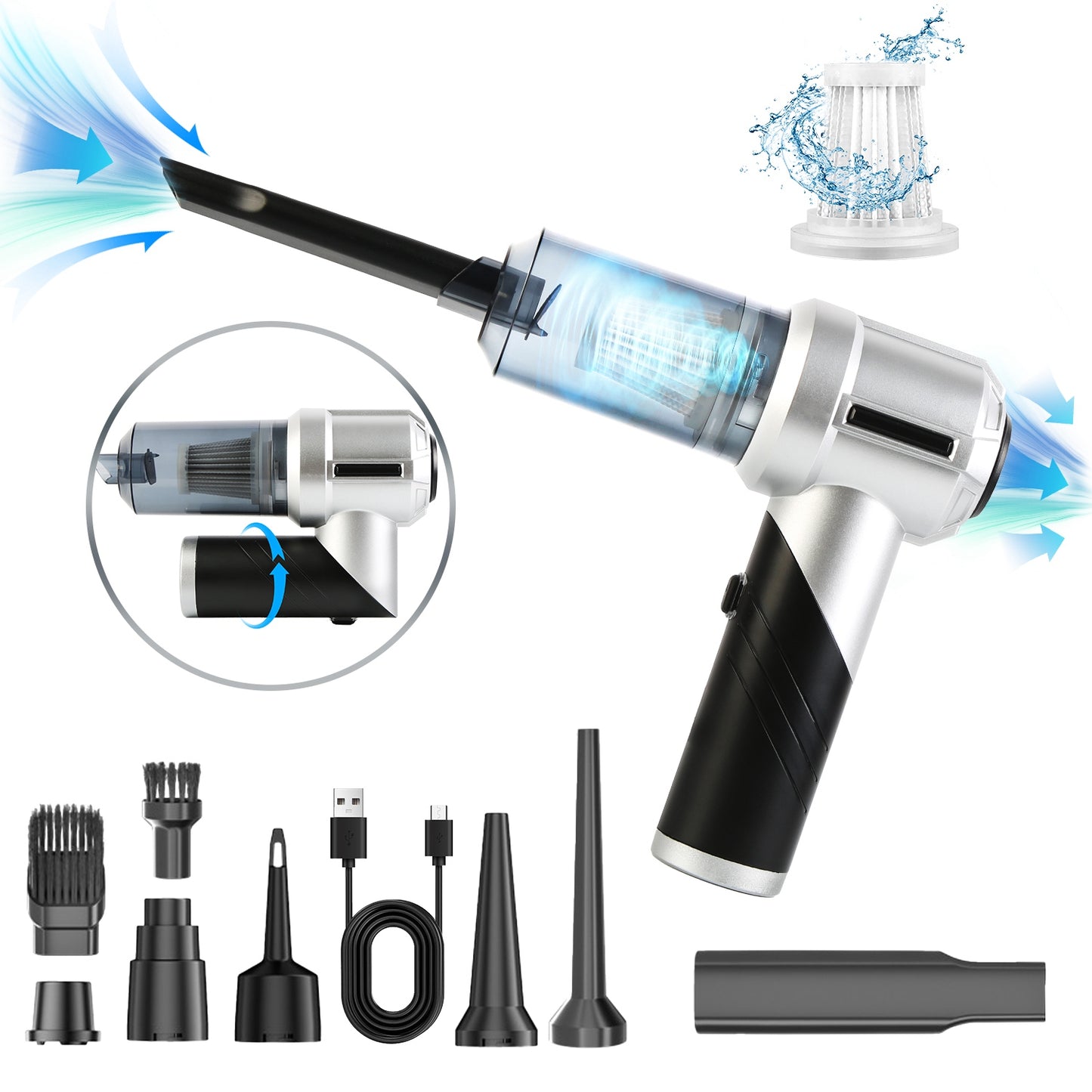 Cordless Car Vacuum Cleaner with 20000PA Suction & Brushless Motor