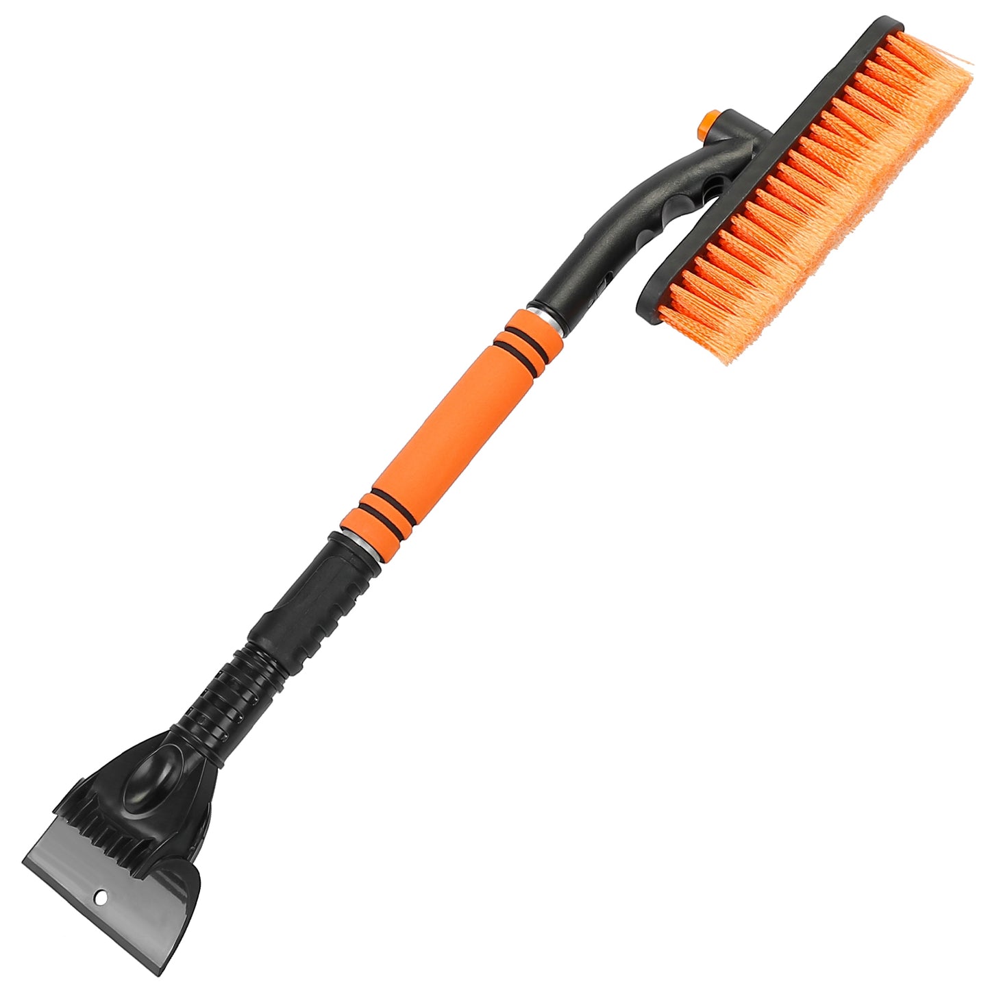 Extendable Snow Brush and Ice Scraper with Pivoting Head