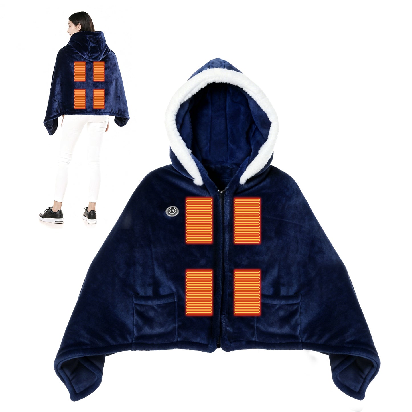 Wearable Heated Blanket with 8 Heating Zones & 3 Temperature Levels
