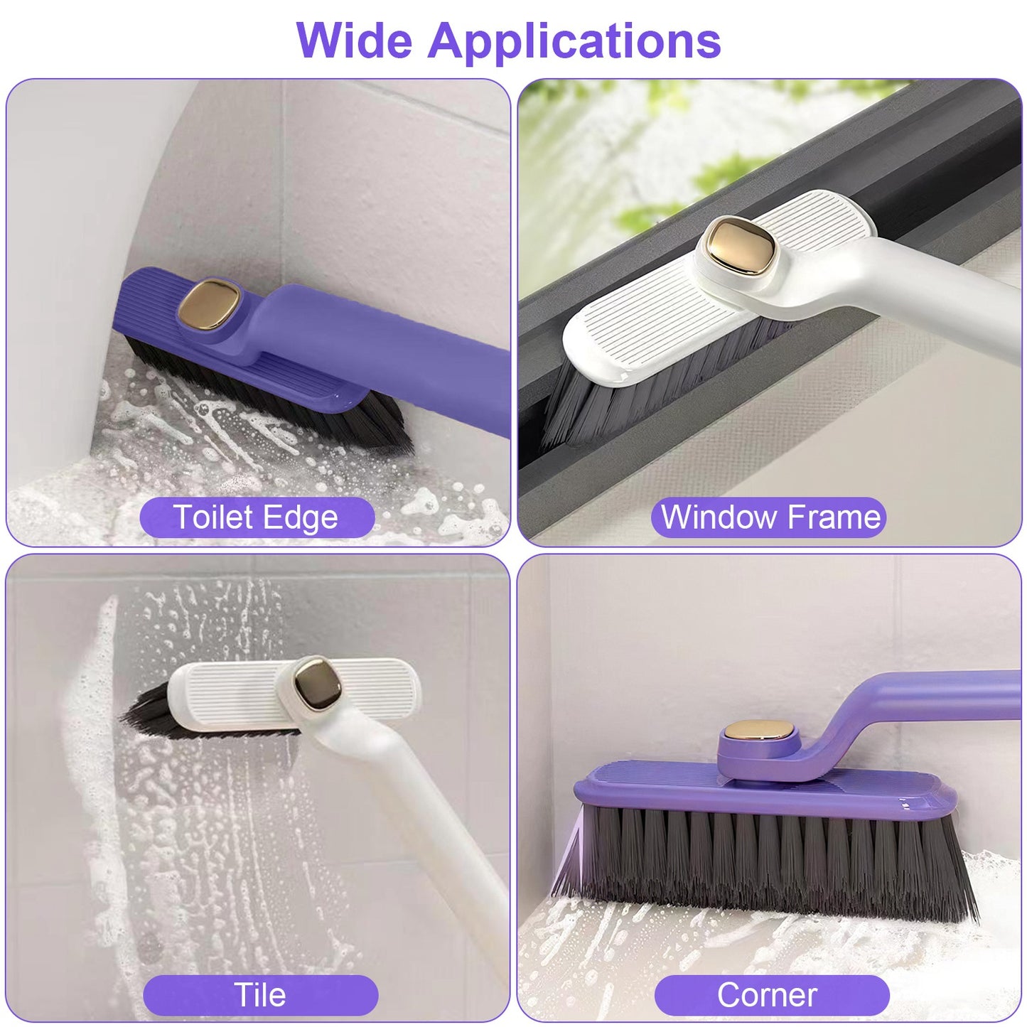 Rotating Crevice Cleaning Brush Set with Hair Clip Tool