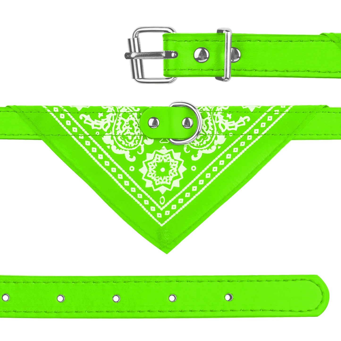 Dog Bandana Collar with Adjustable Leather Strap