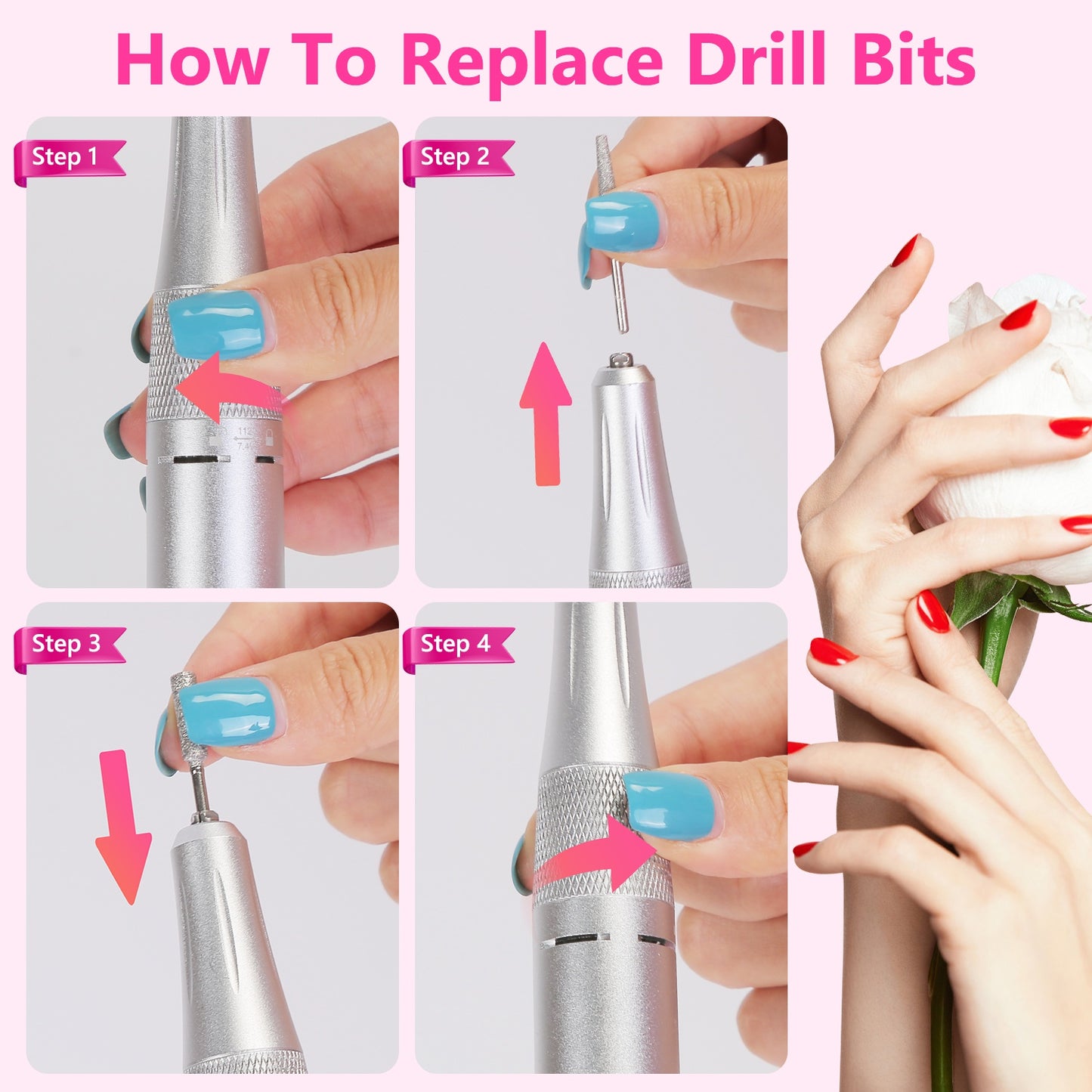 Electric Nail Drill Kit 45000 RPM with 11 Bits & LED Display