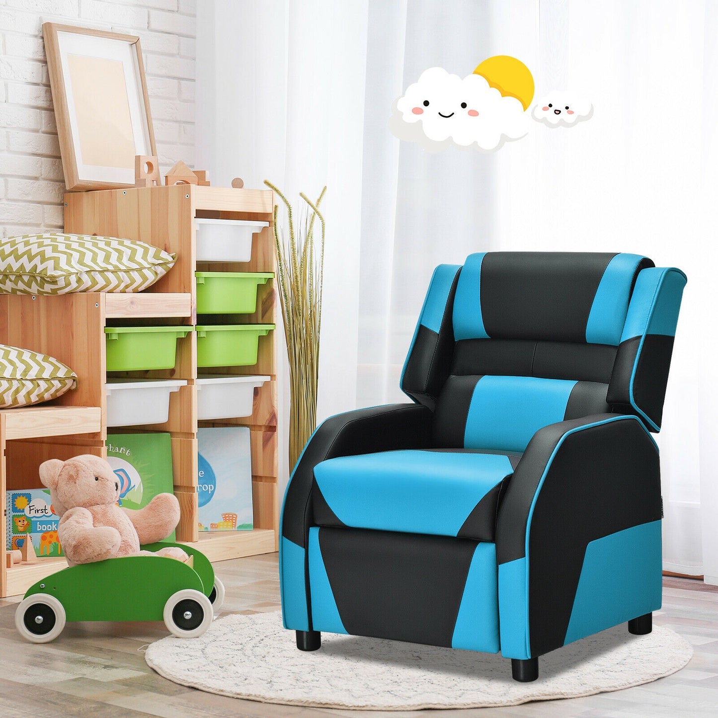 Kids Gaming Recliner with Headrest and Footrest