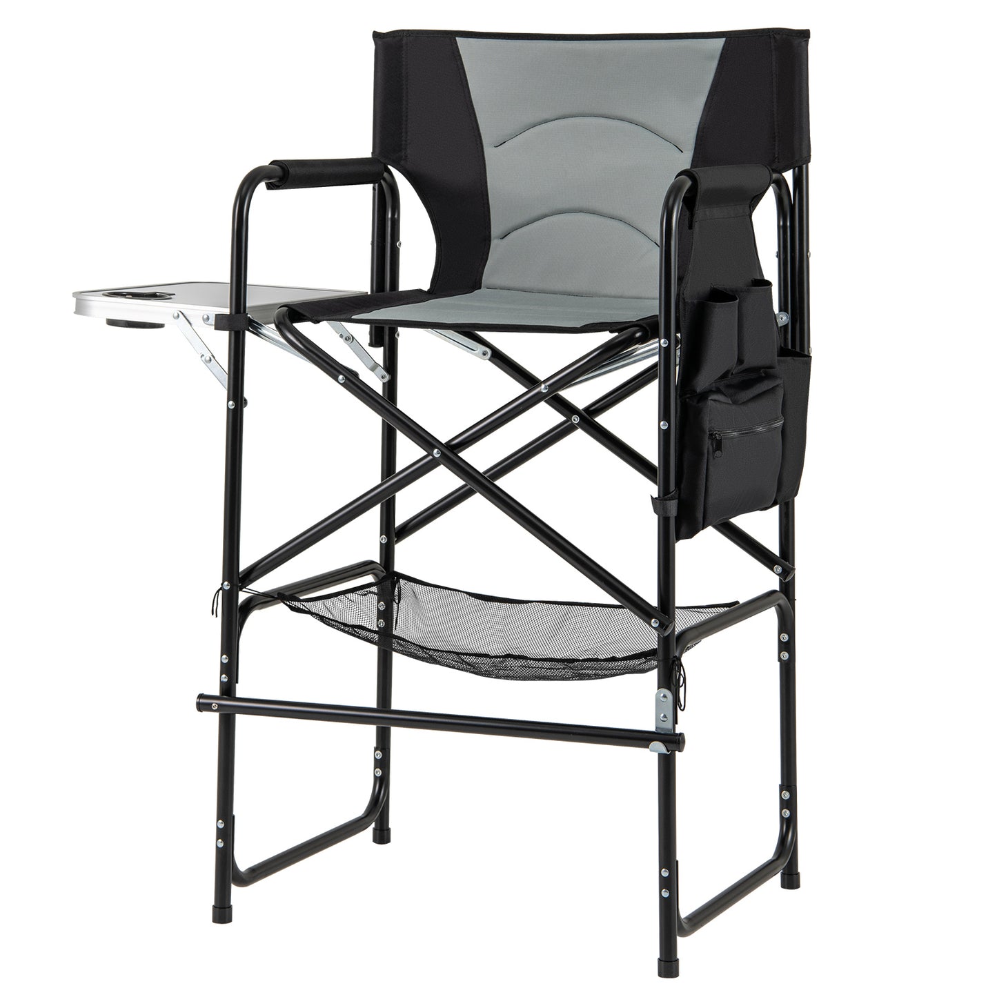 Tall Directors Chair with Foldable Side Table and Footrest