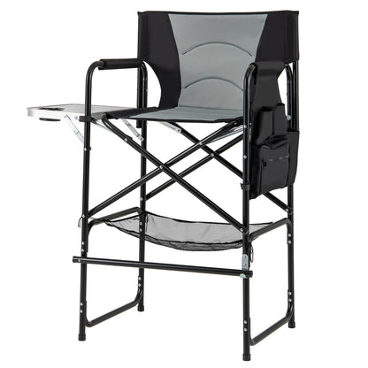 Tall Directors Chair with Foldable Side Table and Footrest