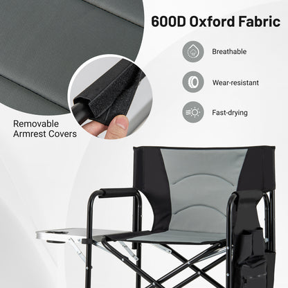 Tall Directors Chair with Foldable Side Table and Footrest