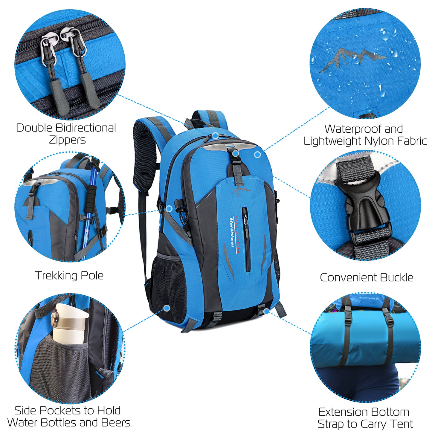 36L Waterproof Hiking Backpack with Ergonomic Design