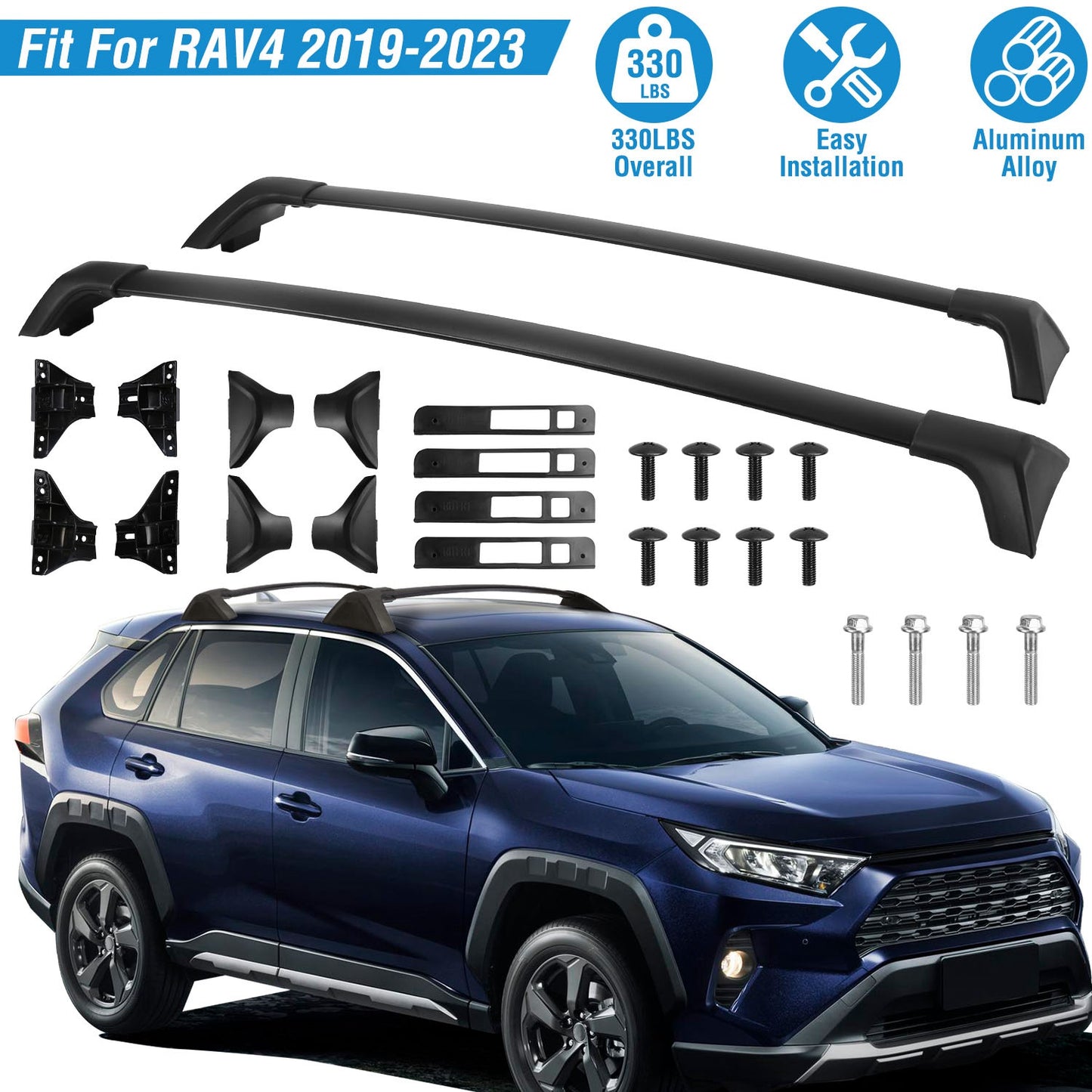 Roof Rack Cross Bars for Toyota RAV4 2019-2024 - 330 lbs Capacity