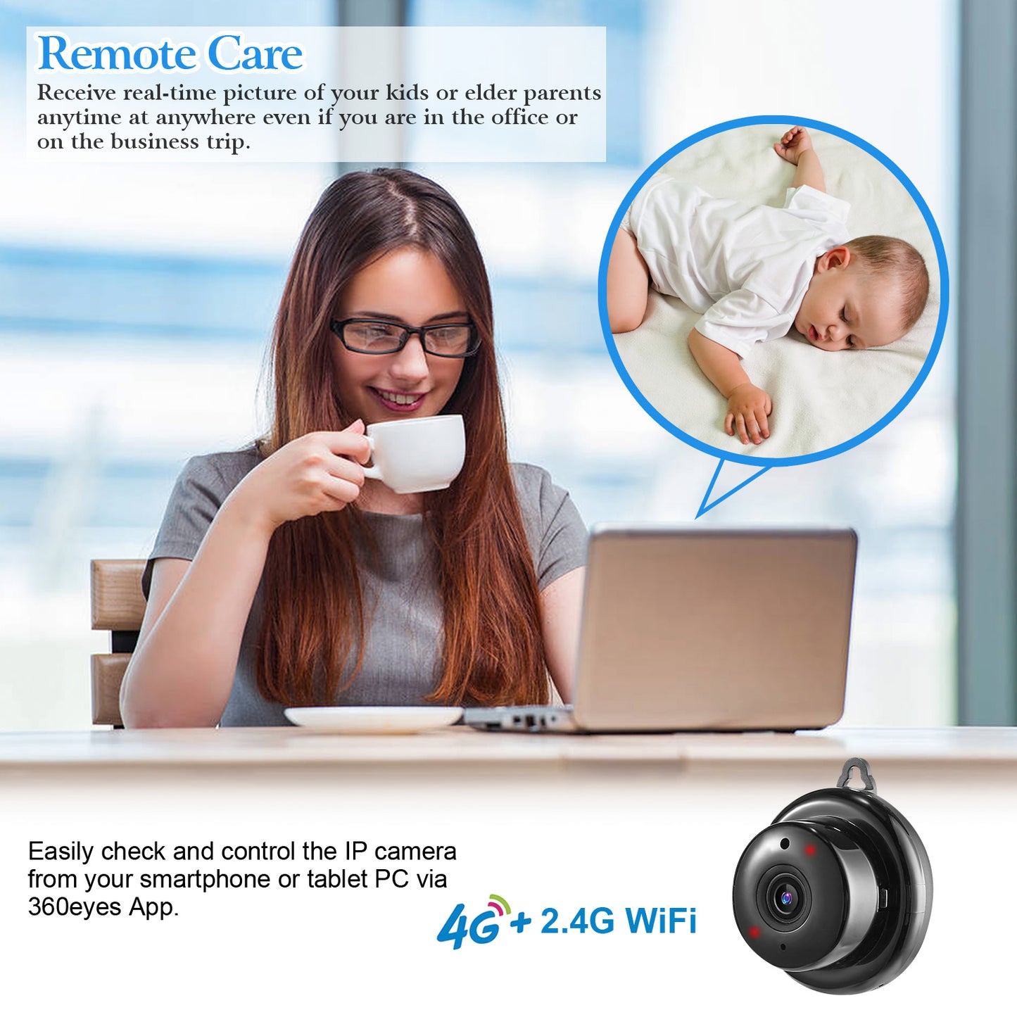 720P WiFi IP Security Camera with Night Vision & Two-Way Audio