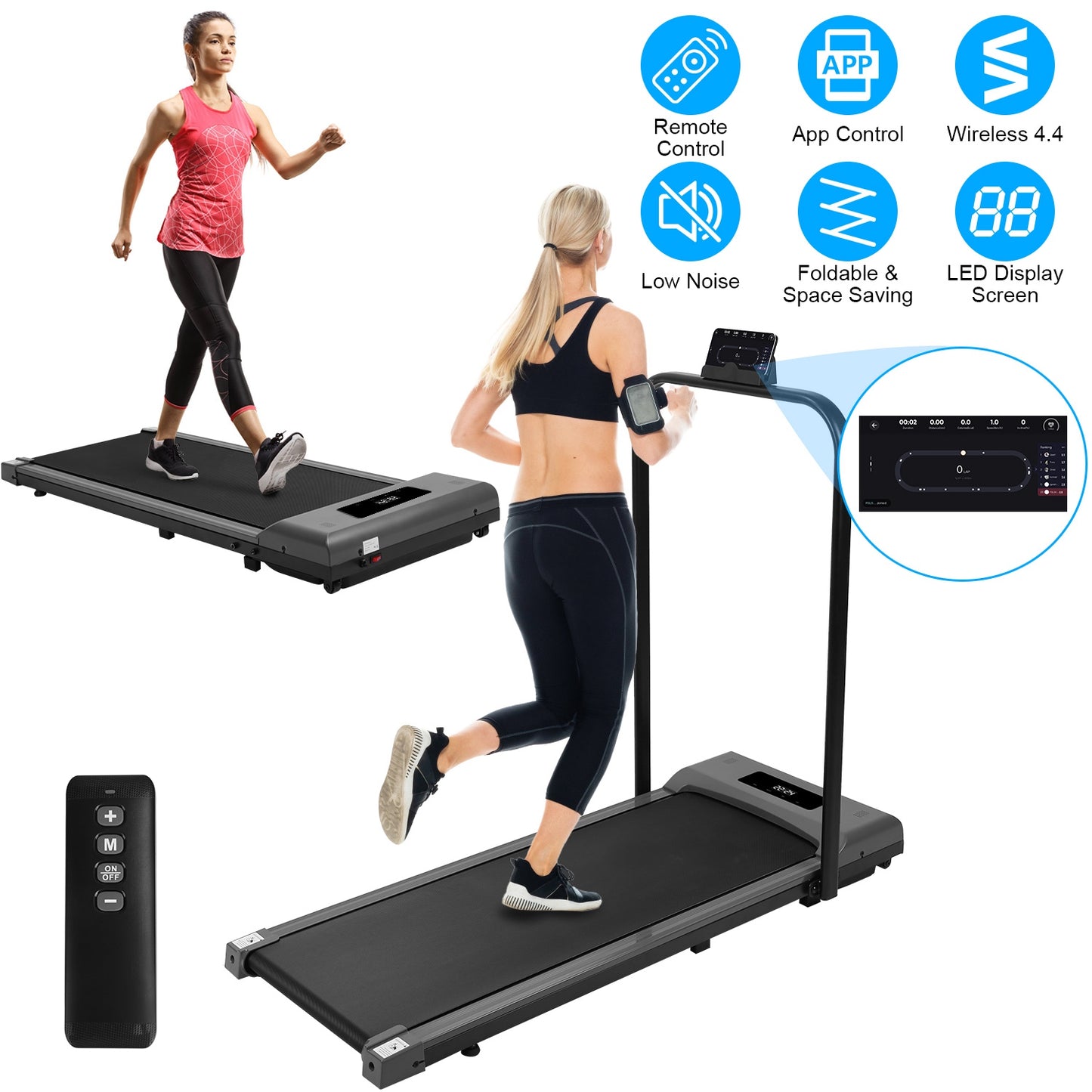 Under Desk Folding Treadmill with Remote and App Control