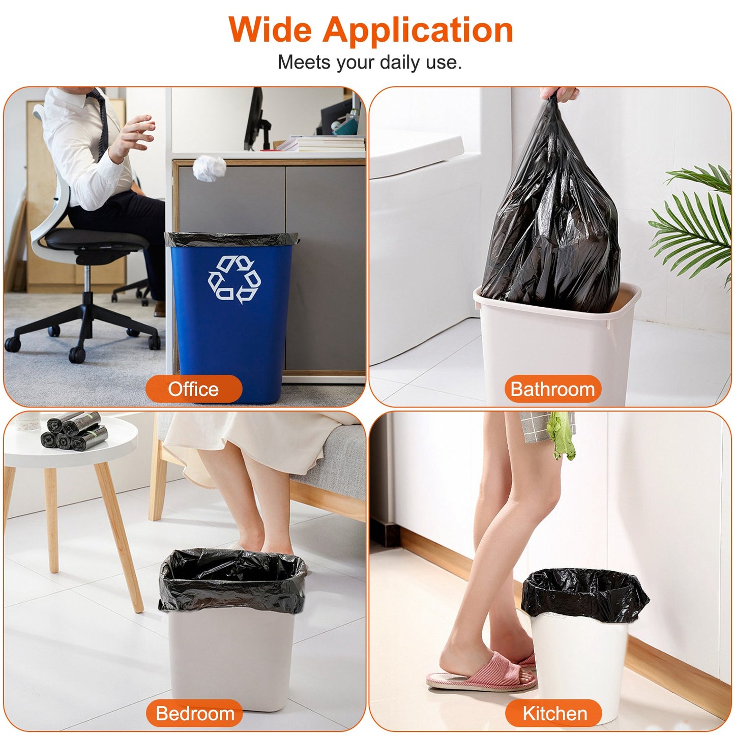 6.18 Gallon Trash Bags - 48 Count Black Unscented Liners