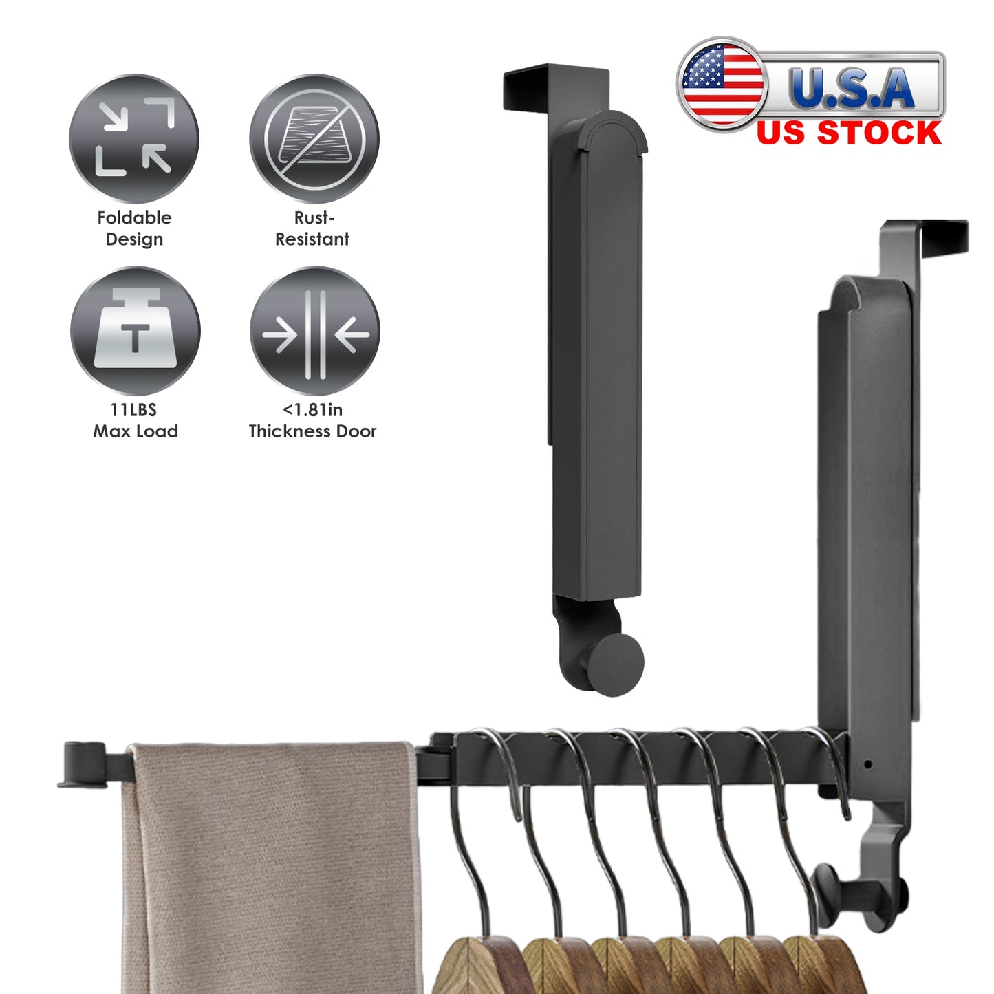 Over The Door Hanger Hooks - Foldable Drying Rack 2-Pack