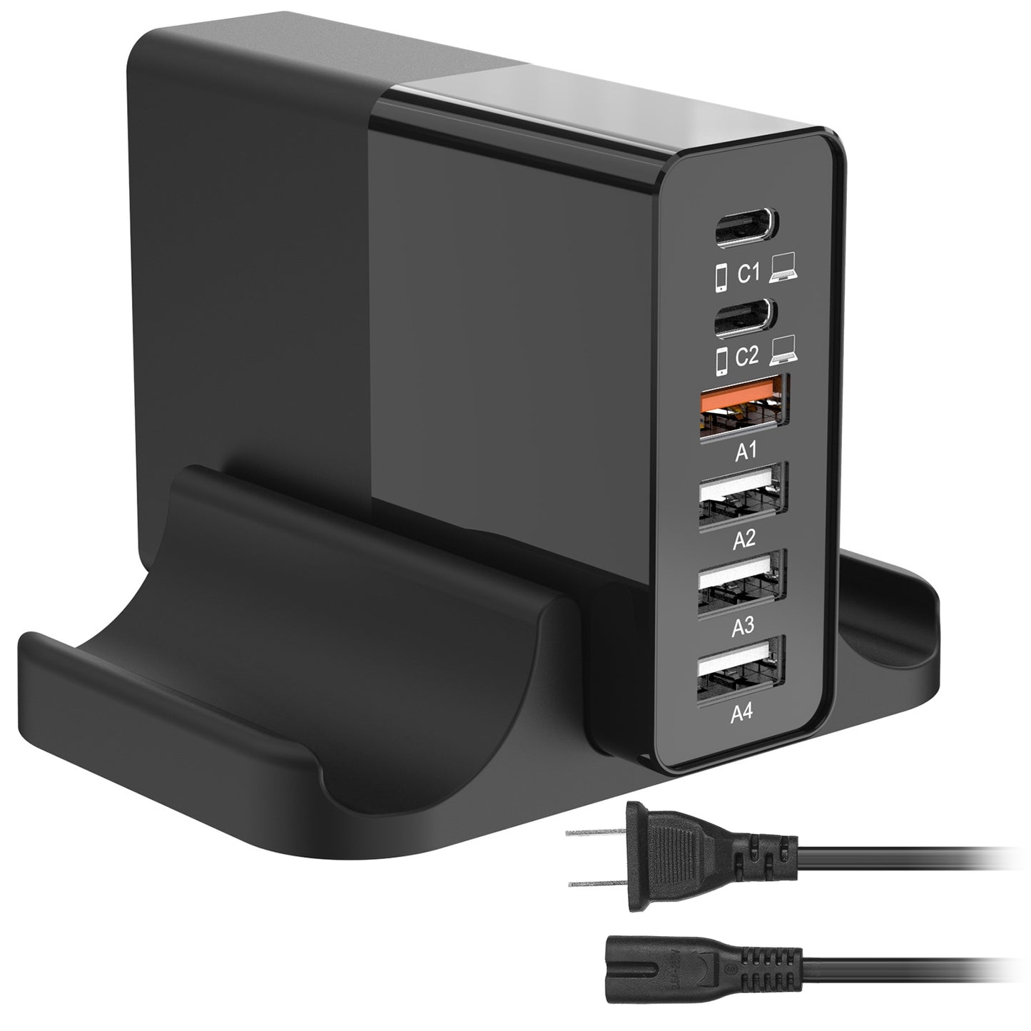 45W 4-Port USB Fast Charger with Type-C and USB-A Ports