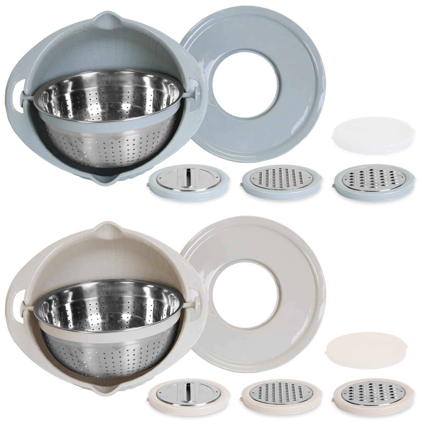 Mixing Bowl with Colander Set & 3 Graters - Multifunctional
