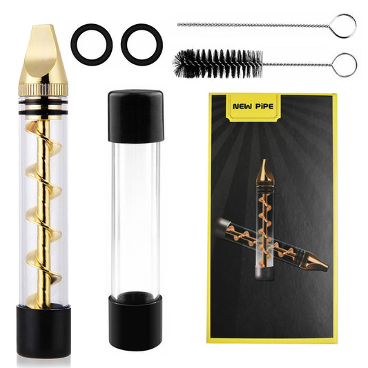 Twisty Glass Blunt Pipe with Grinder and Cleaning Kit