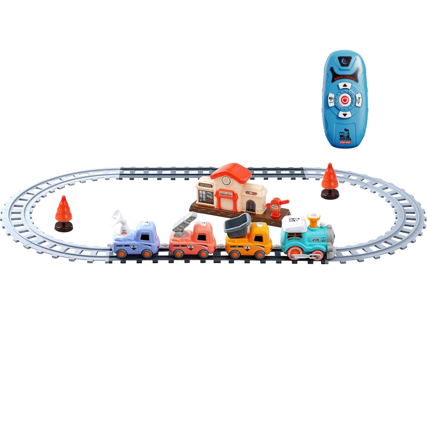 Electric Train Set with Remote Control, Smoke & Light Effects
