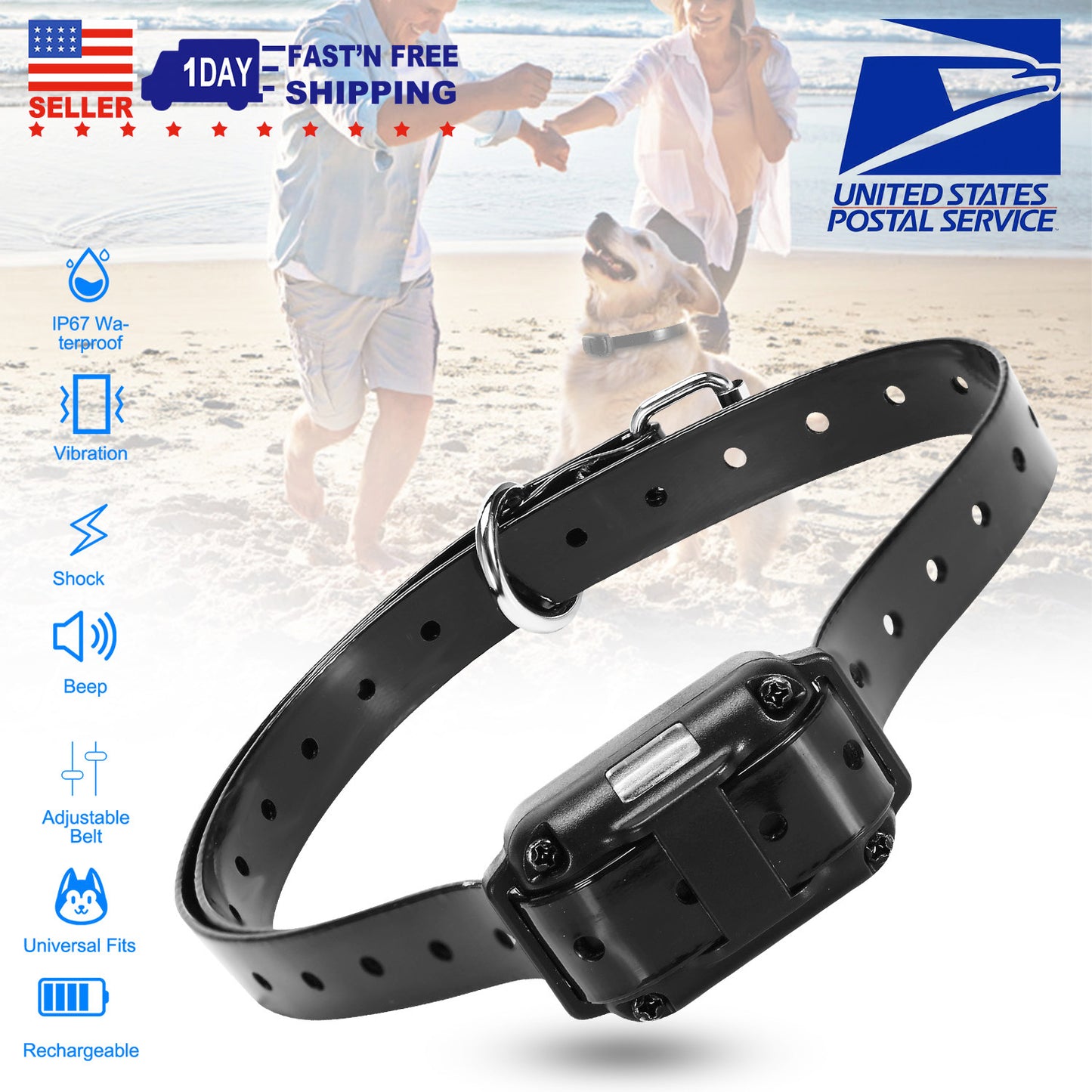 Dog Training Collar Receiver with Adjustable Belt IP67 Waterproof