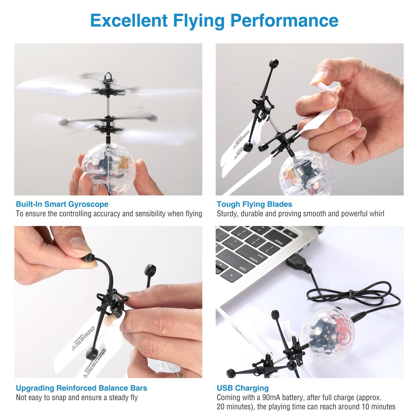 Flying Ball Toy with LED Lights & Hand Control