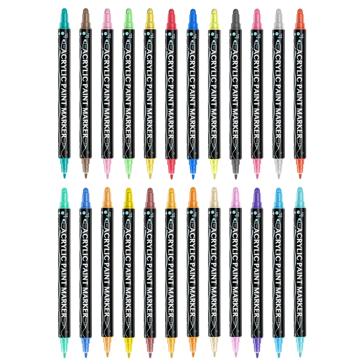 Dual Tip Acrylic Paint Markers Set - Water-Based & Quick-Dry