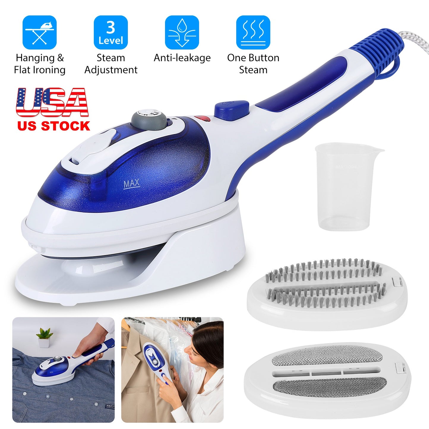 Handheld Garment Steamer with 3 Adjustable Steam Levels