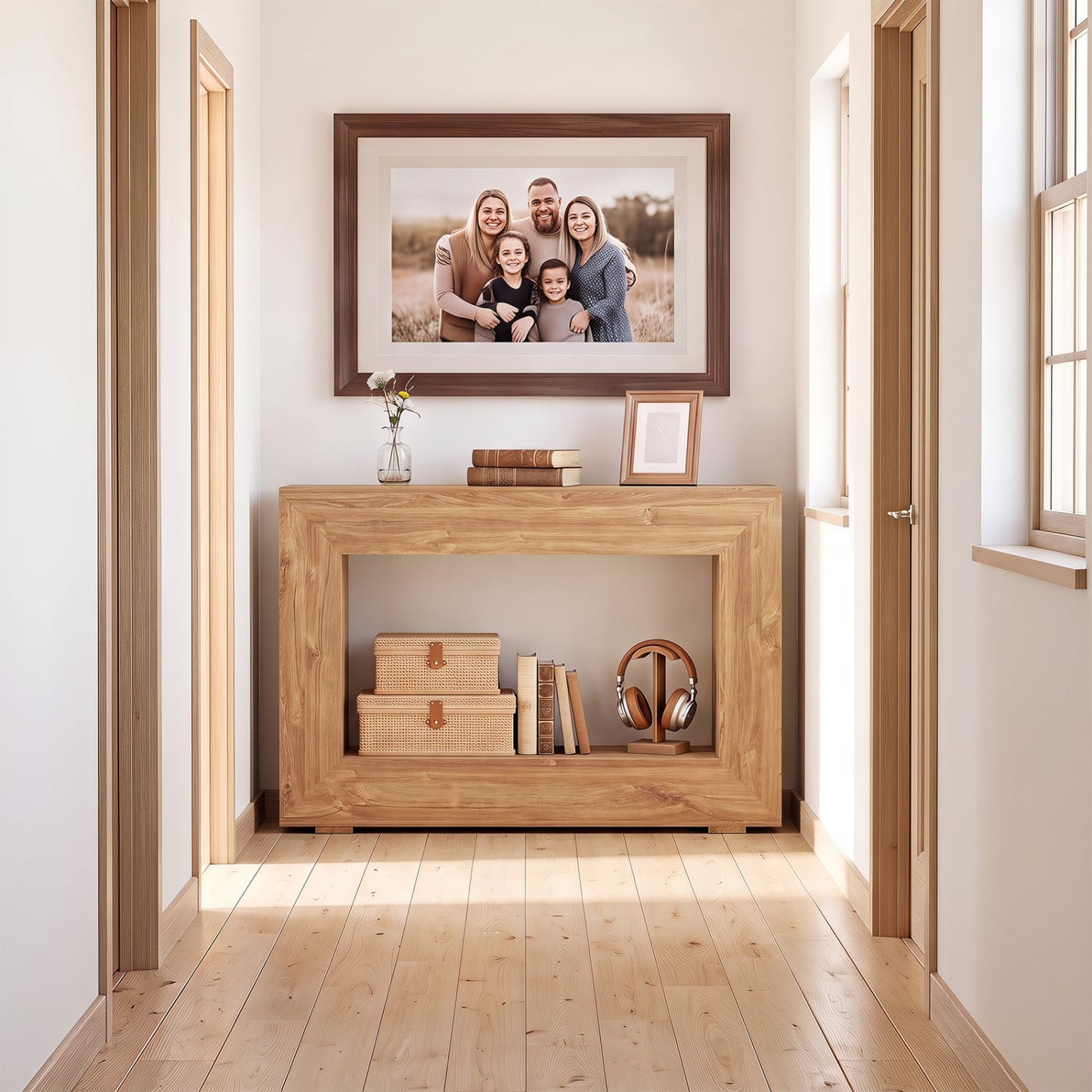 47" Farmhouse Console Table with 2-Tier Open Storage Shelf