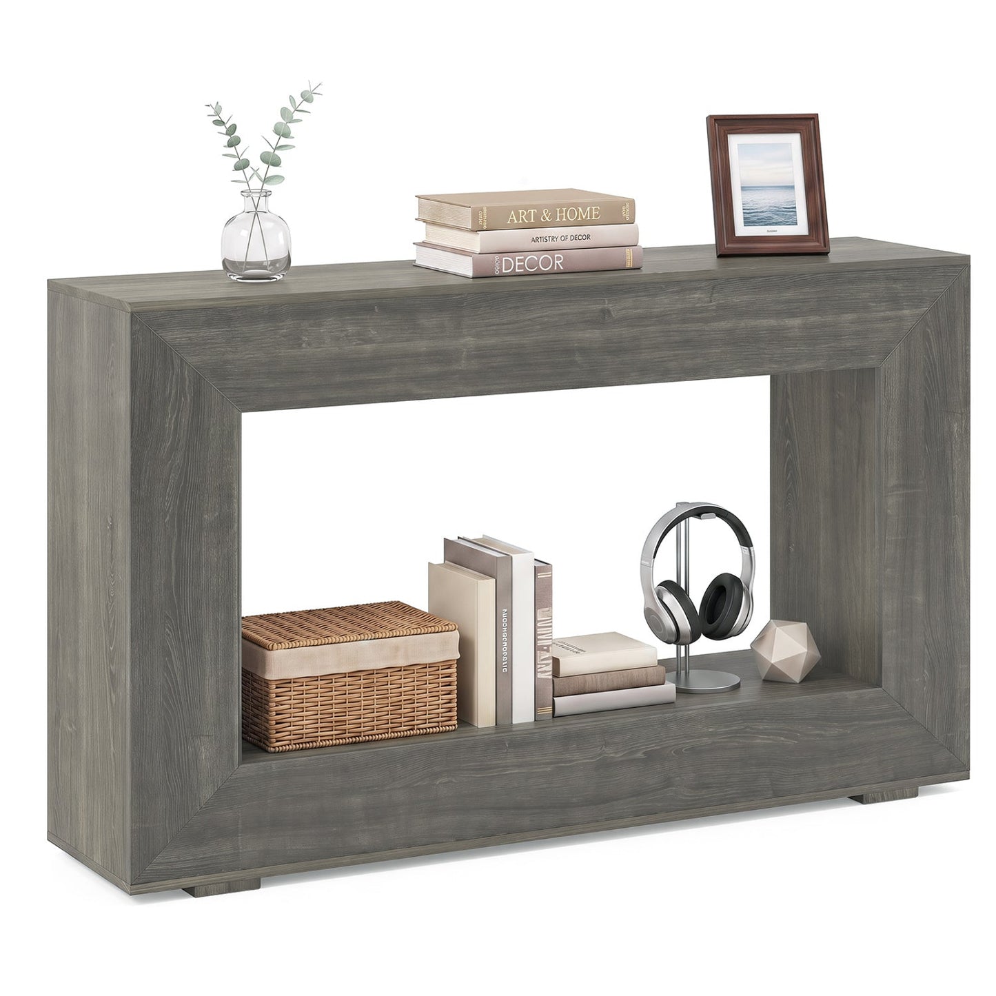 47" Farmhouse Console Table with 2-Tier Open Storage Shelf