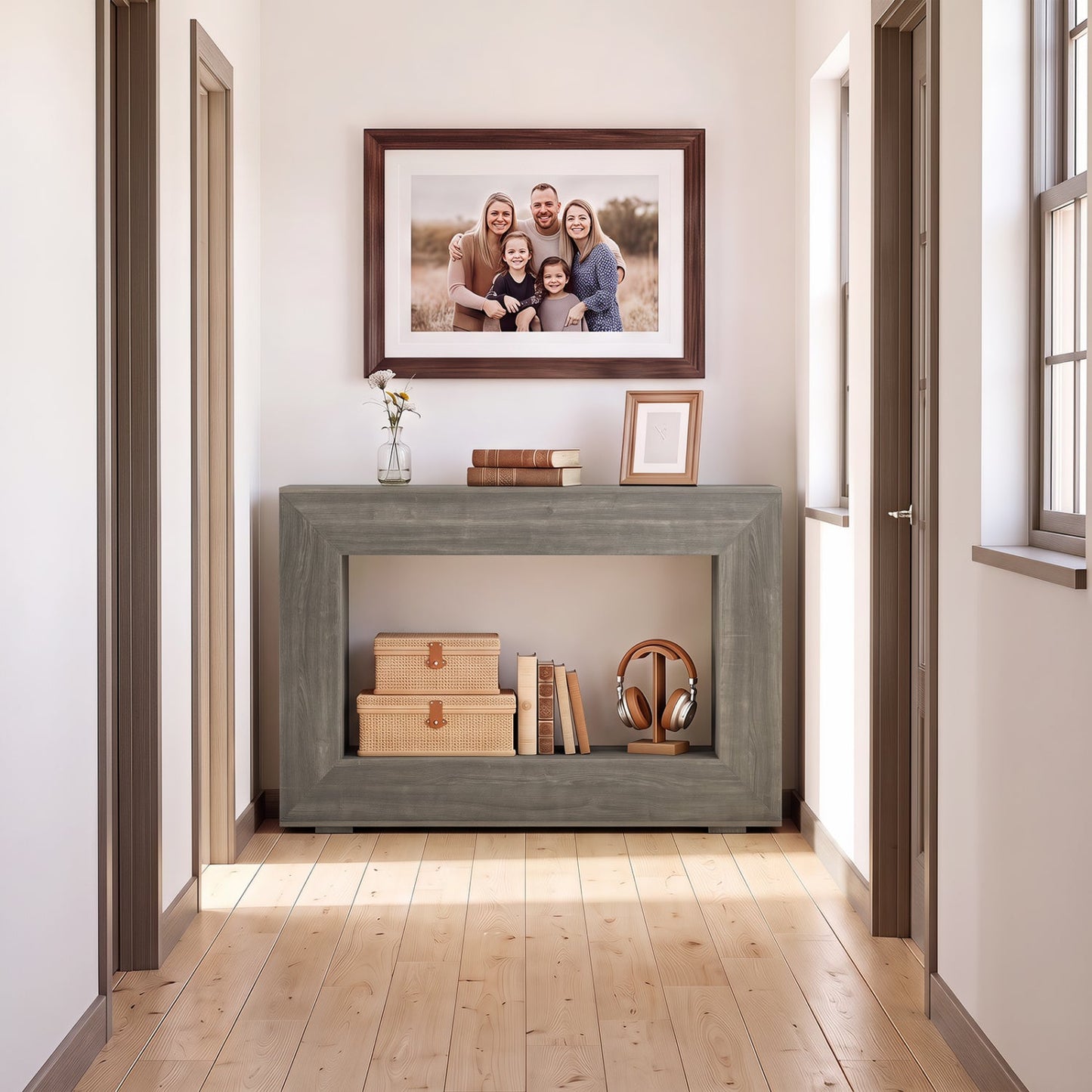47" Farmhouse Console Table with 2-Tier Open Storage Shelf