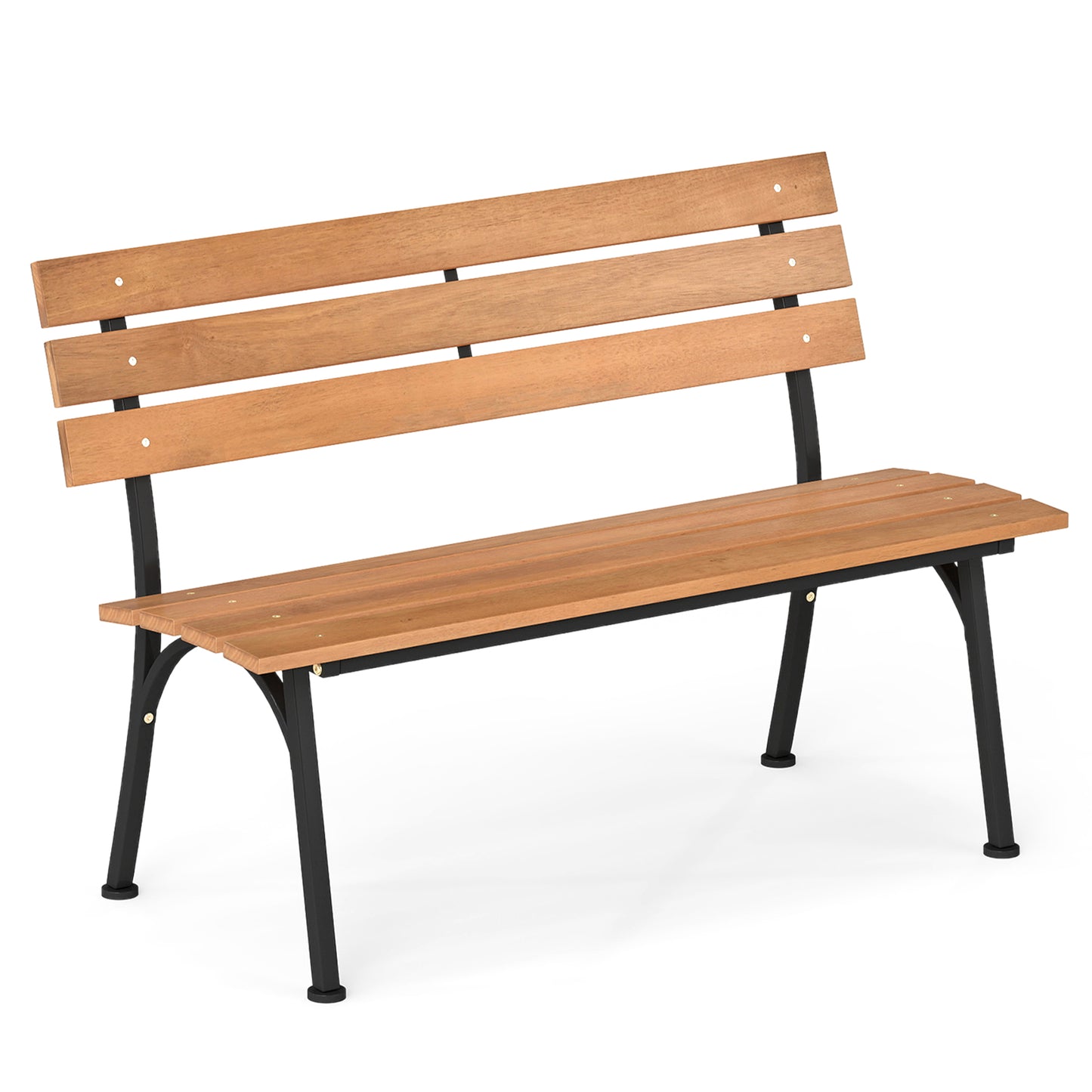 Acacia Wood Outdoor Bench with Metal Frame, 47 Inch