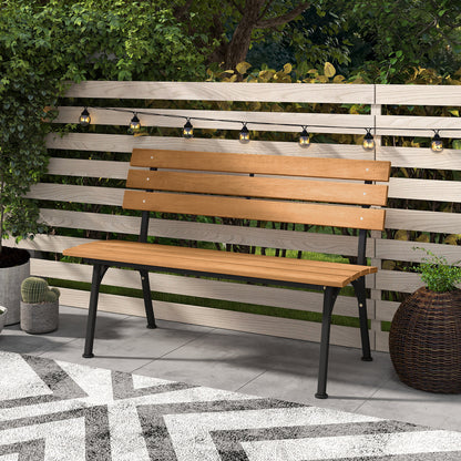 Acacia Wood Outdoor Bench with Metal Frame, 47 Inch